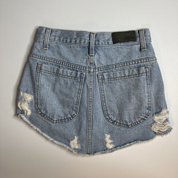 Carmar Los Angeles Button Up Front Light Wash Denim Mini Skirt 24 Grunge Western - Picture 2 of 5